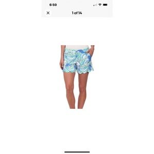 Lilly Pulitzer Women’s Summer Buttercup Scalloped Shorts in Bay Blue Coasting 2